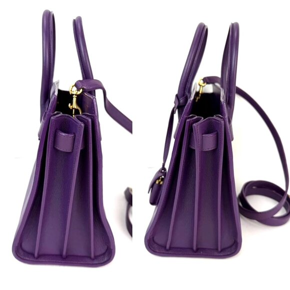 Saint Laurent Sac De Jour Purple Leather Shoulder Bag - Picture 8 of 14